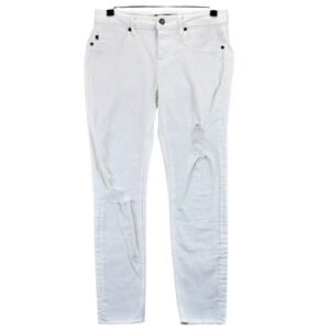 VIGOSS Jagger Skinny Jeans White Distressed Raw Hem Women W28 L27